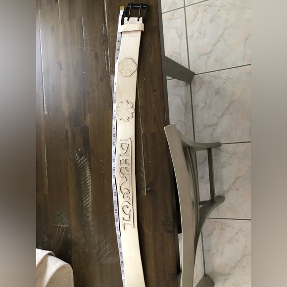 Diesel Cream Leather Belt with Black Buckle main image 11